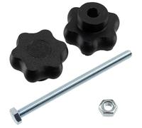 AERZETIX - Set di 4 manopole di serraggio M10 a forma di stella in plastica nera + 2 viti a 6 punte M10x150 mm e 2 dadi esagonali M10 | corsa di serraggio massima 110 mm