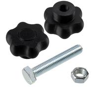 AERZETIX - Set di 4 manopole di serraggio M12 a forma di stella in plastica nera + 2 viti M12x70 mm a 6 punte e 2 dadi esagonali M12 | corsa di serraggio massima 26 mm