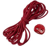 Aerzetix - Set di 5 m Cordoncino Elastico Rotondo Ø3 mm di Colore Rosso Lampone + 10 fermacorde ovali in plastica Rosso a 2 Fori Ø4.5 mm