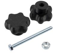 AERZETIX - Set di 8 manopole di serraggio M8 a forma di stella in plastica nera + 4 viti M8x100 mm a 6 punti e 4 dadi esagonali M8 | corsa di serraggio massima 62 mm
