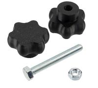 AERZETIX - Set di 8 manopole di serraggio M8 a forma di stella in plastica nera + 4 viti M8x60 mm a 6 punti e 4 dadi esagonali M8 | corsa di serraggio massima 22 mm