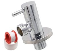 AERZETIX - Valvola d'Arresto ad Angolo 1/2"x1/2" - in Ottone con Rivestimento Nichelato - con Rosetta e Guarnizione in PTFE - Raccordo Rubinetto Acqua Potabile Sanitaria per Lavello Bagno Cucina