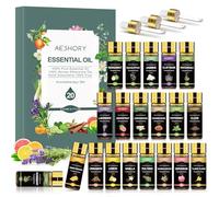 AESHORY Oli Essenziali per Diffusore, 20 x 5ml Set Regalo di Olio Essenziale Naturali per Aromaterapia, Massaggi, Candele - Gelsomino, Vaniglia, Sandalo, Arancio Dolce, Rosa, Geranio