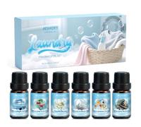 AESHORY Oli Essenziali per Diffusori Lavanderia 6x10ml, Olio Essenziale Naturali Profumate per Aromaterapia, Aria Pura, Pulito Aprile, Floreale Incantato, Sandalio & Vetiver, Boccioli & Bacche