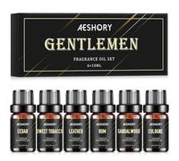 AESHORY Set di Oil Essenziali di Uomini 6 x 10ML, Naturali Maschile Olio Essenziale Profumate per Diffusori, Candele Fai Da Te, Profumi - Tabacco Dolce, Rum, Colonia, Cuoio, Sandalo, Cedro