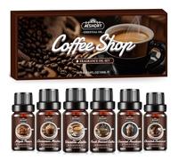 AESHORY Set di Oli Essenziali per Diffusori Caffè 6 x 10ML, Olio Essenziale Naturali, Mocha Cannella, Maple-Pecan, Latte alla Vaniglia, Caffè Appena Fatto, Cornetto Cioccolato, Macchiato Caramello