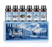 AESHORY Set di Oli Essenziali per Diffusori Invernali 6 x 10ML, Olio Essenziale Naturali Puri Profumate per Aromaterapia, Fabbricazione di Candele, Profumo Casa, Regali di Natale