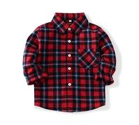 Aeslech Camicia a quadri in flanella con bottoni per uomo e ragazzi, camicia coordinata padre-figlio, 18 mesi