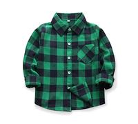 Aeslech Camicia di flanella scozzese con bottoni e scritta in inglese "Men & Little Big Boy", E013 Verde Navy, 2 Anni