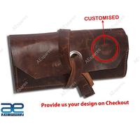 AEspares Custmizzato Vintage Astuccio Portautensili Avvolgibile Pelle Marrone