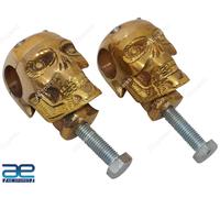 AEspares Skull Supporti Manubrio Ottone Dorato 1" Set 2 Harley Bobber Chopper