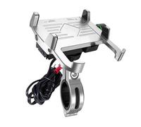 AESRTMJ Supporto Telefono Moto Con Caricabatterie Rapido USB 2.5A/QC3.0 3A Supporto Mobile Per Cellulare Bici(Argento,M6S)