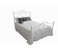 AESSEGI Letto Una piazza e mezza 120x190 Ferro Battuto Bianco Artigianale Made in Italy. Modello Sogno, Struttura Metallo, Spedizione inclusa.