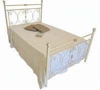 AESSEGI Letto Una piazza e mezza Ferro Battuto Avorio sfumato oro Artigianale Made in Italy. Modello Mimosa, Struttura Metallo, Spedizione inclusa.
