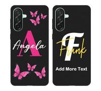 AESTHESTIFY Custodia con nome personalizzato per Samsung Galaxy A27 - Cover per telefono personalizzata con monogramma con testo iniziale/lettera, stile classico personalizzato con farfalla per