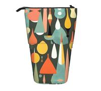 Aesthetic Astuccio per Matite Mid Century Modern Retro With Drop Shapes Portamatite Scatola di Cancelleria per Adolescente Studenti Scuola