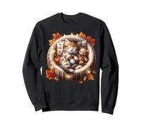 Aesthetic Autumn Cat in Kitten Bed Graphic Cozy Fall Vibes Felpa