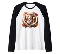Aesthetic Autumn Cat in Kitten Bed Graphic Cozy Fall Vibes Maglia con Maniche Raglan