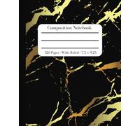 Aesthetic Black and Gold Marble Composition Notebook - Wide Ruled, 120 Pages, 7.5 x 9.25 Inches - Stylish and Functional for Writing, Jotting, School, ... Perfect Gift for Men, Women, Teens