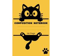 Aesthetic Cat Composition Notebook : Cute Minimalist Black Cat Silhouette Journal: Wide Ruled 120 Pages,6 x 95 in - Perfect for School, College, and Journaling for Cat Lovers - Mustard Yellow