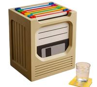 Aesthetic Coaster Rack, Drink Mat Storage Set, 7.87x5.9x5.9 inches holder with compact, 3D printed organizer stand, Modern geometric desktop design, Home office desk use