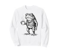 Aesthetic Coffee Design, Funny Grumpy Frog Drinking Coffee Felpa
