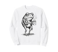 Aesthetic Coffee Design, Funny Grumpy Frog Drinking Coffee Felpa