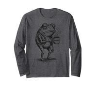 Aesthetic Coffee Design, Funny Grumpy Frog Drinking Coffee Maglia a Manica