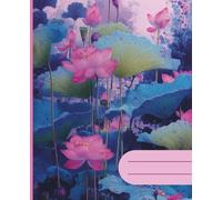 Aesthetic composition notebook college ruled: cute japanese style vintage mindfulness flowers botanical illustraton