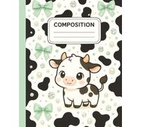 AESTHETIC CUTE ANIME COW with Mint Green Bows Composition Notebook Wide Ruled | Journal with Daily Inspirational Quotes on every page | for DAILY ... Perfect as a GIFT | 7.5 x 9.25 | 120 Pages