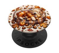 Aesthetic Dog Stuff Fall Graphic With Golden Retriever Puppy PopSockets PopGrip Adesivo