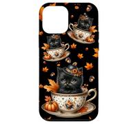 Aesthetic Fall Cat In Floral Pumpkin Coffee Mug Cute Autumn Custodia per iPhone 12 mini