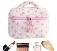 Aesthetic Flower Makeup Bag, Multifunctional Toiletry Organizer, Poliestere Makeup Storage, Travel-Friendly, Spazioso Interior, Compact Design, Multi-Color, Ideal for Bathroom, Travel, rosa, Se