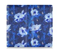 Aesthetic Flower Royal Blue_4 - Custodia a portafoglio in pelle di alta qualità per libretto di circolazione e assicurazione auto, per documenti, patente di guida, chiavi di contatto, fiore estetico,