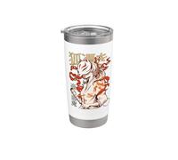 Aesthetic Japanese Kabuki Kitsune Mask Demon Samurai Girl Bicchiere termico in acciaio inox doppia parete