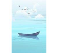Aesthetic Ocean Waves Notebook: Minimalist Calm Blue Sea and Boat Journal