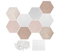 Aesthetic Photo Boards Wall Display for Room Organization | Hexagonal pin board set with modular acoustic panels & craft ready structure for DIY photo card arrangement home office classroom bedroom li