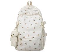 Aesthetic School Backpack Cute Preppy Bags for School Big Space - Schoolbag Floral Print Back Pack for Teenage College Primary Secondary Middle School (Rose)