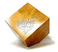 Aesthetic Urns Urna funeraria a cubo inclinata, contenitore commemorativo moderno in legno di noce chiaro, motivo a cuore, 7,2 l, 21 cm x 21 cm x 21 cm
