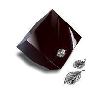 Aesthetic Urns Urne Estetiche Cubo Inclinato con Foglia in Acciaio Lucido Urna Funerale per Adulti Cremazione Urna Grande Urna per Ceneri Memoriale Urna Contenitore Marrone