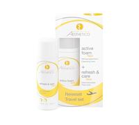 AESTHETICO Set da viaggio, 2 x 50 ml, pratica pulizia della pelle per i viaggi, AE refresh and care e AE active foam in formato da viaggio (anche come bagaglio a mano in aereo)