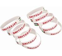 AESZITTEW Braccialetto in silicone della Palestina, 10 pezzi, per tifosi, resistente, con bandiera, anello da mano per raduni e partite internazionali