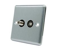 Aet CSCTVSKYBL - Presa satellitare satinato cromato tv classica coassiale e il cielo con inserto nero