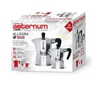 Aeternum Allegra Duo, Set di 2 Caffettiere in Alluminio, 1 Tazza e 3 Tazze