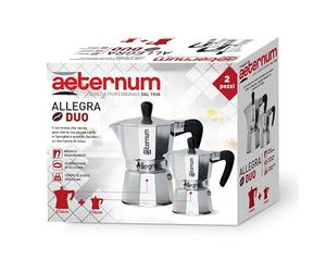 Aeternum Allegra Duo, Set di 2 Caffettiere in Alluminio, 1 Tazza e 3 Tazze