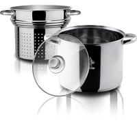 Aeternum Divina Pastarella Pentola Per Pasta, Compatibile con piastra ad induzione, Acciaio, Argento, Diametro 22 cm
