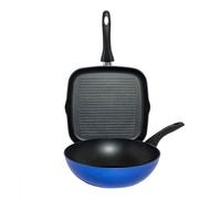 Aeternum Hawaiian Dream Set Induzione, Saltapasta 24 cm e Grill 28 cm, Antiaderente, Blu