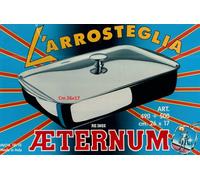 Aeternum lasagnera, rostiera cm 26x17 con coperchio, acciaio 18/10 vecchia produ