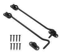 AetherAurora Gancio Finestra, 2 Pezzi Gancio Antivento In Acciaio Inossidabile con 8 Viti, 20cm(8.1in), Nero, per Porte Del Garage, Finestre, Porte Del Fienile, Cancello Da Giardino, Recinzioni