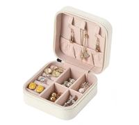 AetherPeak Portagioie portatile da donna, in pelle PU, organizer da viaggio per gioielli con design a più scomparti, custodia per gioielli con protezione anti-ossidazione (bianco)
